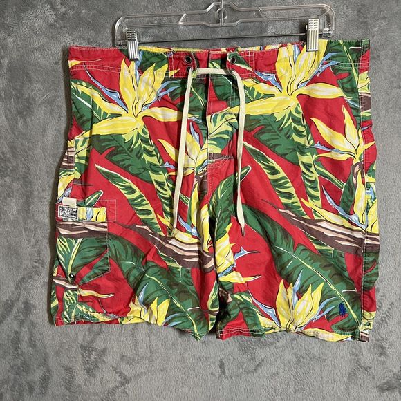 Polo Ralph Lauren Floral‎ Board Shorts Mens 36 Multicolor Cargo Y2K - Picture 1 of 6
